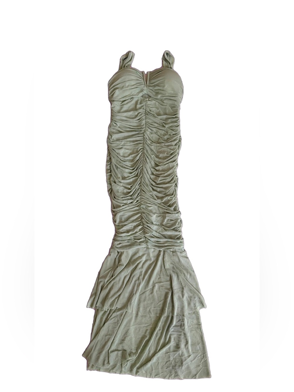 Charm Sage Green Ruched Mermaid Maxi Dress